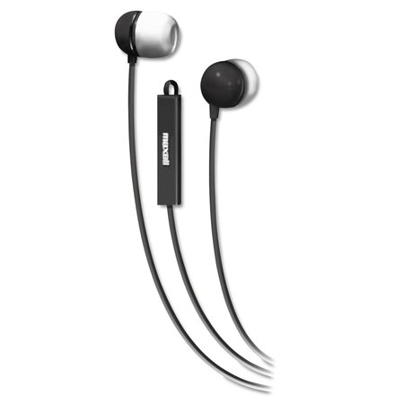 MAXELL In-Ear Earbuds with Microphone, Black 190300
